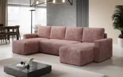 Designer Sofa Melva U mit Schlaf- und Klappfunktion in Cord