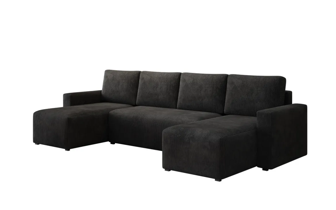 Designer Sofa Melva U mit Schlaf- und Klappfunktion in Cord