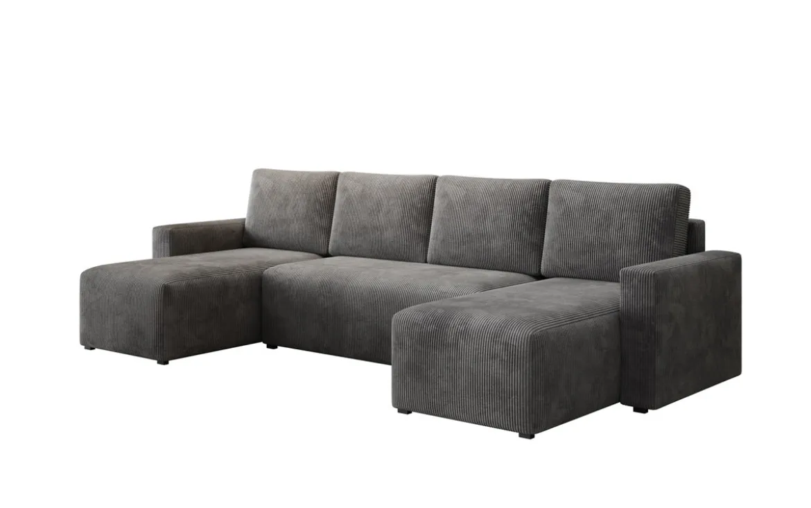 Designer Sofa Melva U mit Schlaf- und Klappfunktion in Cord