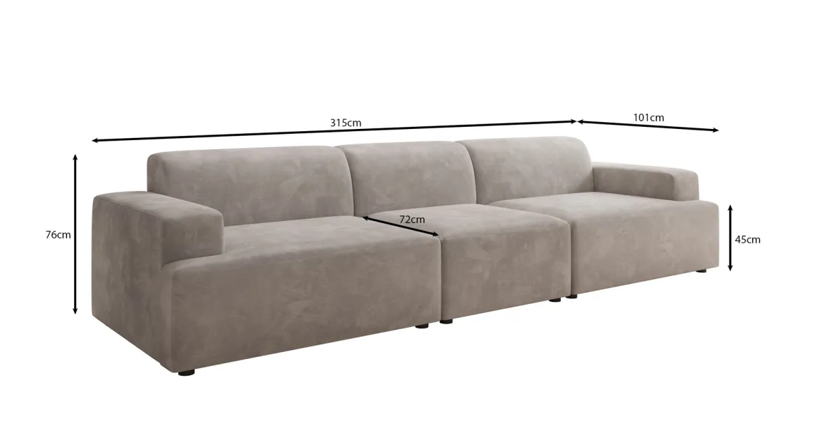 Designer Sofa Monza 3 Sitzer XXL in Samt