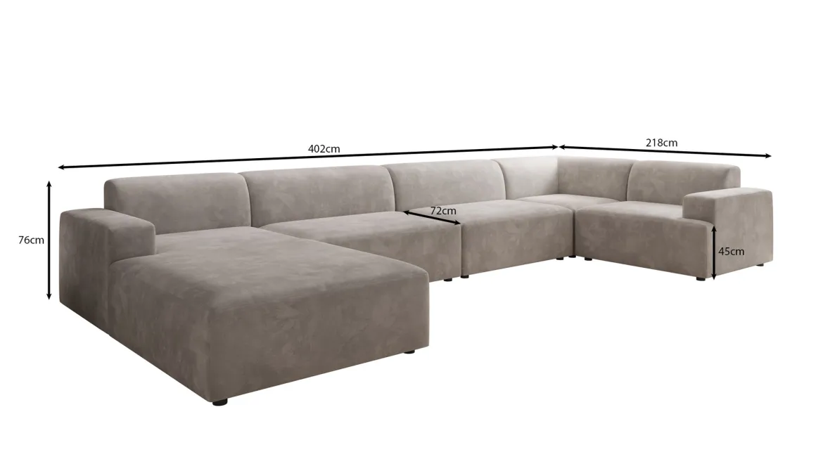 Designer Sofa Monza U XXL in Samt