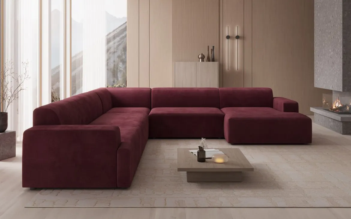 Designer Sofa Monza Wohnlandschaft U XXL in Samt