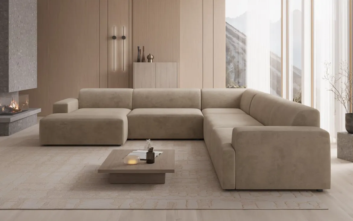 Designer Sofa Monza Wohnlandschaft U XXL in Samt