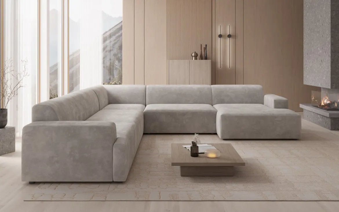 Designer Sofa Monza Wohnlandschaft U XXL in Samt