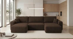 Designer Sofa Noma U mit Schlaffunktion und Stauraum in Cord
