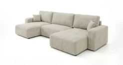 Designer Sofa Noma U mit Schlaffunktion und Stauraum in Cord