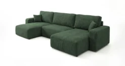 Designer Sofa Noma U mit Schlaffunktion und Stauraum in Cord