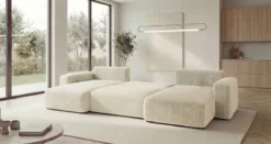 Designer Sofa Noma U mit Schlaffunktion und Stauraum in Cord