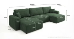 Designer Sofa Noma U mit Schlaffunktion und Stauraum in Cord