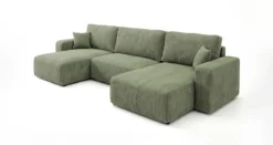 Designer Sofa Noma U mit Schlaffunktion und Stauraum in Cord