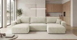 Designer Sofa Noma U mit Schlaffunktion und Stauraum in Cord