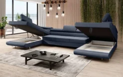 Designer Sofa Positano mit Schlaf- und Klappfunktion (Stoff)