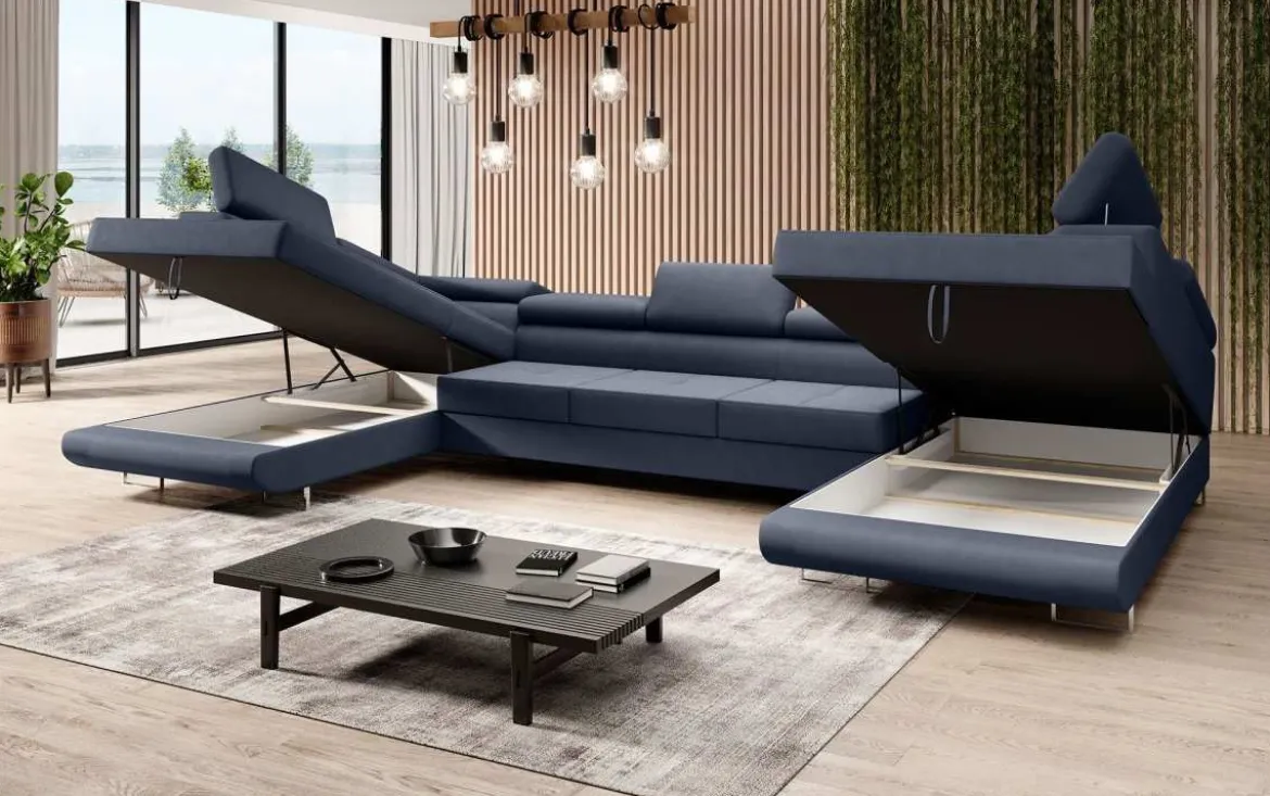 Designer Sofa Positano mit Schlaf- und Klappfunktion (Stoff)