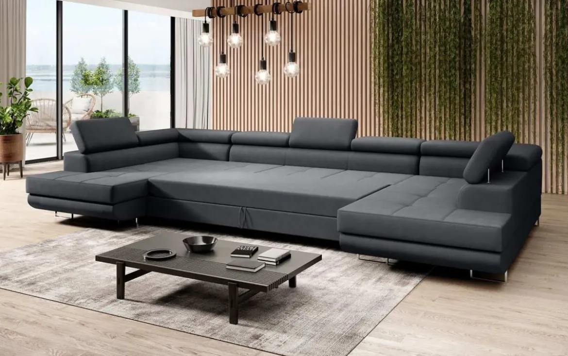 Designer Sofa Positano mit Schlaf- und Klappfunktion (Stoff)