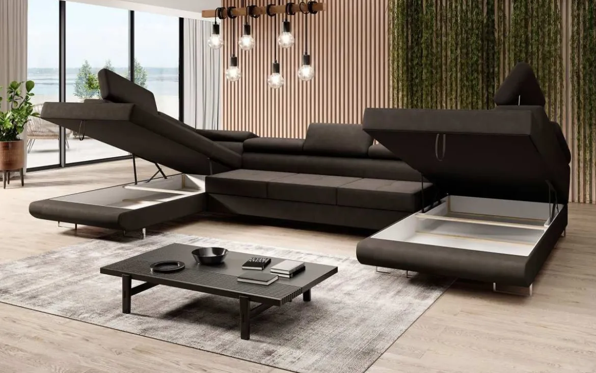 Designer Sofa Positano mit Schlaf- und Klappfunktion (Stoff)