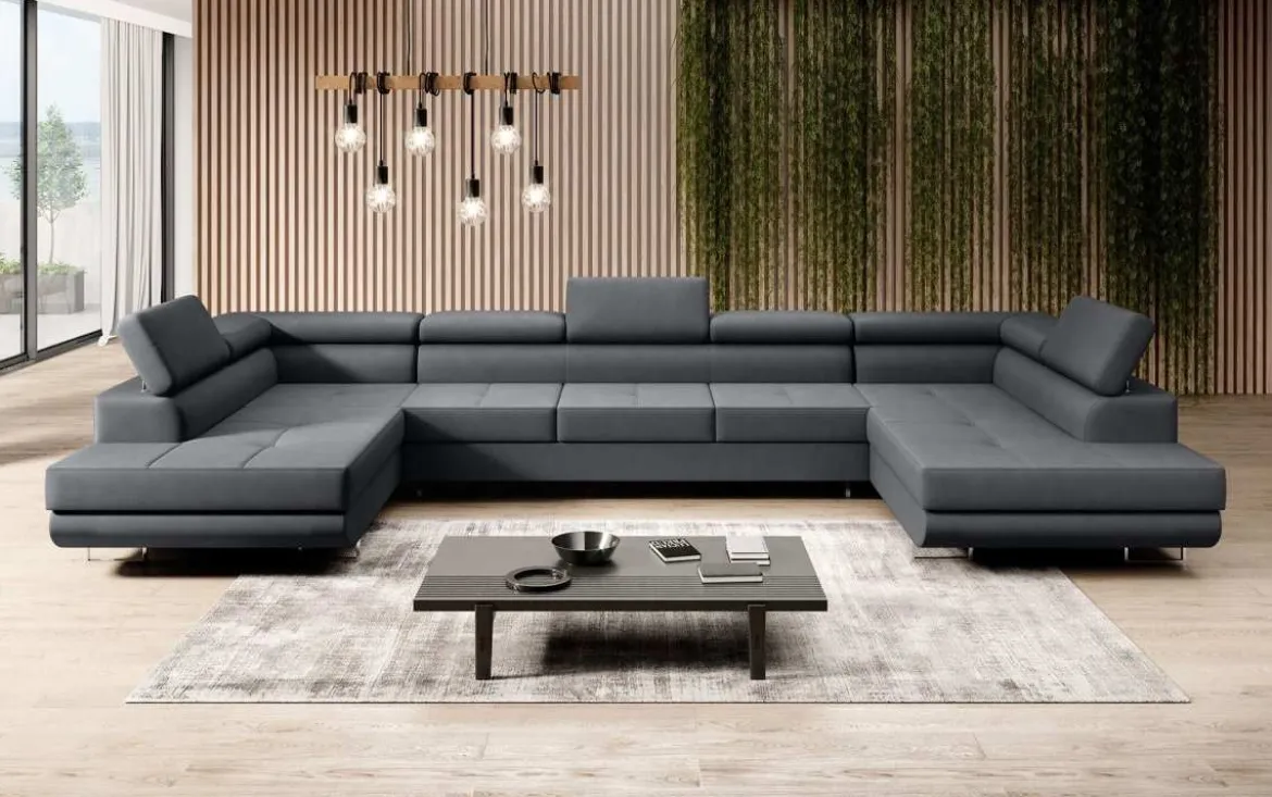 Designer Sofa Positano mit Schlaf- und Klappfunktion (Stoff)