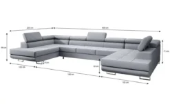 Designer Sofa Positano mit Schlaf- und Klappfunktion (Stoff)