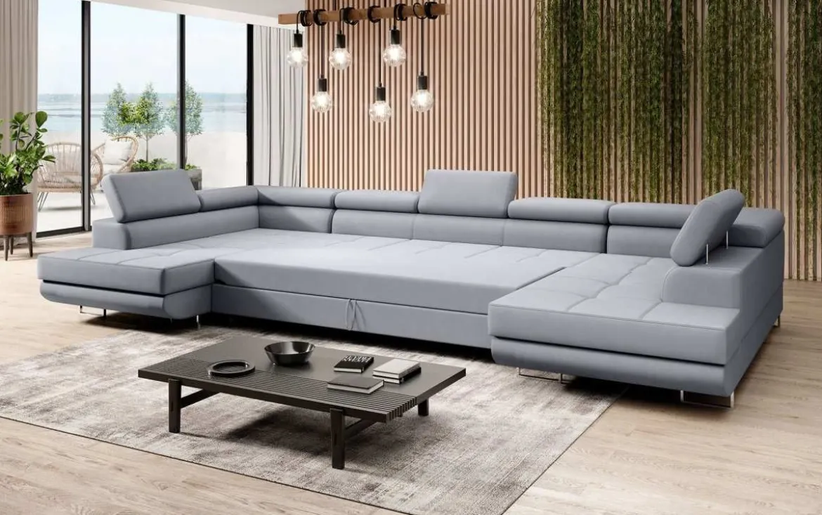 Designer Sofa Positano mit Schlaf- und Klappfunktion (Stoff)