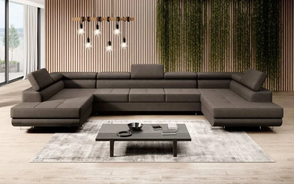 Designer Sofa Positano mit Schlaf- und Klappfunktion (Stoff)