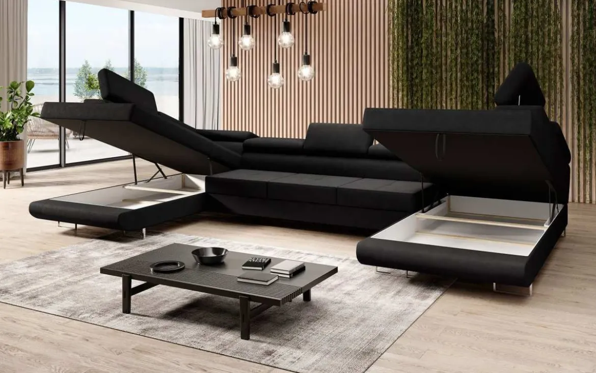 Designer Sofa Positano mit Schlaf- und Klappfunktion (Stoff)