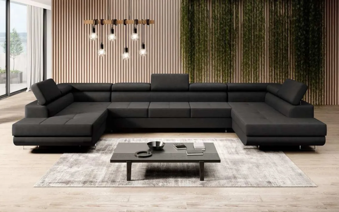 Designer Sofa Positano mit Schlaf- und Klappfunktion (Stoff)