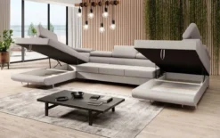 Designer Sofa Positano mit Schlaf- und Klappfunktion (Stoff)