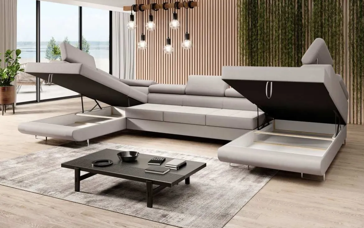 Designer Sofa Positano mit Schlaf- und Klappfunktion (Stoff)