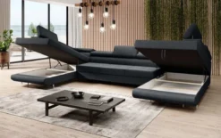 Designer Sofa Positano mit Schlaf- und Klappfunktion (Stoff)