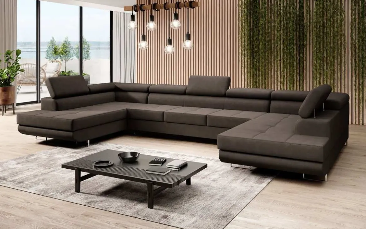 Designer Sofa Positano mit Schlaf- und Klappfunktion (Stoff)