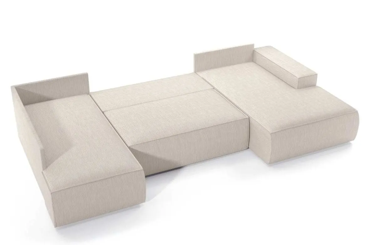 Designer Sofa Rondo Beige Cord mit Schlaffunktion