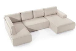 Designer Sofa Rondo Beige Cord mit Schlaffunktion