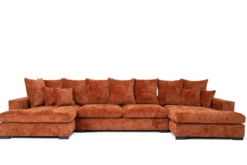 Designer Sofa Selena U mit Schlaffunktion in Strukturstoff