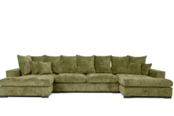 Designer Sofa Selena U mit Schlaffunktion in Strukturstoff