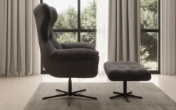 Designer Sofa-Sessel Aurelio inkl. Beistellhocker in Samt