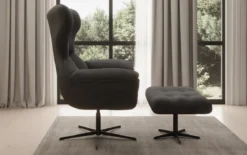 Designer Sofa-Sessel Aurelio inkl. Beistellhocker in Samt