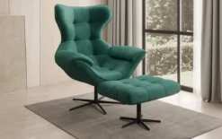 Designer Sofa-Sessel Aurelio inkl. Beistellhocker in Samt