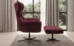 Designer Sofa-Sessel Aurelio inkl. Beistellhocker in Samt