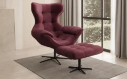 Designer Sofa-Sessel Aurelio inkl. Beistellhocker in Samt