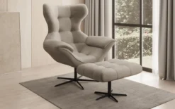 Designer Sofa-Sessel Aurelio inkl. Beistellhocker in Samt