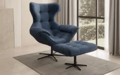 Designer Sofa-Sessel Aurelio inkl. Beistellhocker in Samt