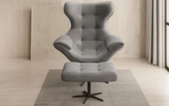 Designer Sofa-Sessel Aurelio inkl. Beistellhocker in Samt