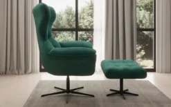 Designer Sofa-Sessel Aurelio inkl. Beistellhocker in Samt