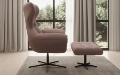 Designer Sofa-Sessel Aurelio inkl. Beistellhocker in Stoff