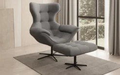 Designer Sofa-Sessel Aurelio inkl. Beistellhocker in Stoff