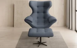 Designer Sofa-Sessel Aurelio inkl. Beistellhocker in Stoff
