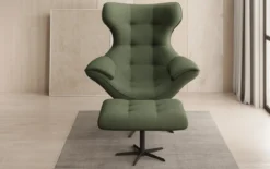 Designer Sofa-Sessel Aurelio inkl. Beistellhocker in Stoff