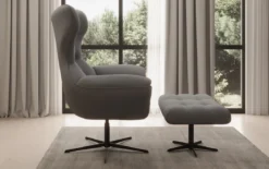 Designer Sofa-Sessel Aurelio inkl. Beistellhocker in Stoff