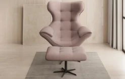 Designer Sofa-Sessel Aurelio inkl. Beistellhocker in Stoff