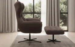 Designer Sofa-Sessel Aurelio inkl. Beistellhocker in Stoff