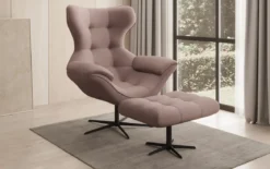 Designer Sofa-Sessel Aurelio inkl. Beistellhocker in Stoff